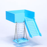 Natural Wood Hamster Platform Set 3-Piece Small Animal Activity Center with Climbing Stairs & Hanging Swing Multi-Level Play Gym for Syrian Hamsters & Gerbils
