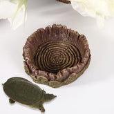 Realistic Tree Stump Reptile Water Bowl - Durable Resin Food Dish and Drinking Basin for Lizards, Turtles, Horned Frogs, and Geckos