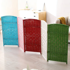 Hand-Woven Natural Rattan Pet Partition Folding Straw Screen for Small Dogs & Cats Multi-Size Portable Household Pet Fence Decorative Freestanding Room Divider