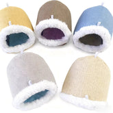 Deluxe Thickened Winter Hamster Nest Self-Warming Soft Plush Hideout Windproof Cozy Cave for Syrian Hamsters, Guinea Pigs, Hedgehogs, and Small Birds
