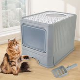 Modern "Space Capsule" Enclosed Cat Litter Box Designer Drawer-Type Cat Toilet with Top-Exit Anti-Tracking Lid Large Privacy Litter Station with Ergonomic Scoop