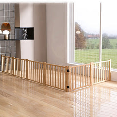 Expandable Wooden Pet Playpen Modular Indoor Safety Fence for Small & Medium Dogs Customizable Multi-Shape Splice Dog Pen Freestanding Decorative Wood Pet Barrier