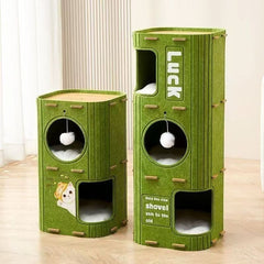 Luxury Multi-Layer "Dormitory" Cat House Enclosed Double-Layer Winter Cat Nest Integrated Cat Tree with Tree-Hole Hideaway & Scratching Board All-in-One Household Cat Climbing Frame