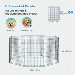 Premium Folding Metal Pet Playpen Heavy-Duty Wire Dog Fence & Exercise Pen Portable Indoor/Outdoor Small Animal Barrier All-Weather Fall/Winter Pet Safety Enclosure