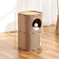 Luxury Multi-Layer "Dormitory" Cat House Enclosed Double-Layer Winter Cat Nest Integrated Cat Tree with Tree-Hole Hideaway & Scratching Board All-in-One Household Cat Climbing Frame