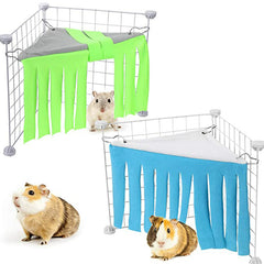 Corner Hideout for Small Animals Breathable Triangle Pet Tent & Fleece Forest Shelter Hanging Hammock Toy for Guinea Pigs, Hamsters, and Dwarf Rabbits