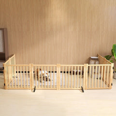 Expandable Wooden Pet Playpen Modular Indoor Safety Fence for Small & Medium Dogs Customizable Multi-Shape Splice Dog Pen Freestanding Decorative Wood Pet Barrier
