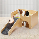 2026 Premium Solid Wood Hamster Villa Multi-Level Climbing Ladder Nest & Shelter Natural Wooden Cage Landscaping House for "Golden Bears" & Small Pets All-Season Durable Habitat Toy