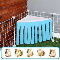 Corner Hideout for Small Animals Breathable Triangle Pet Tent & Fleece Forest Shelter Hanging Hammock Toy for Guinea Pigs, Hamsters, and Dwarf Rabbits