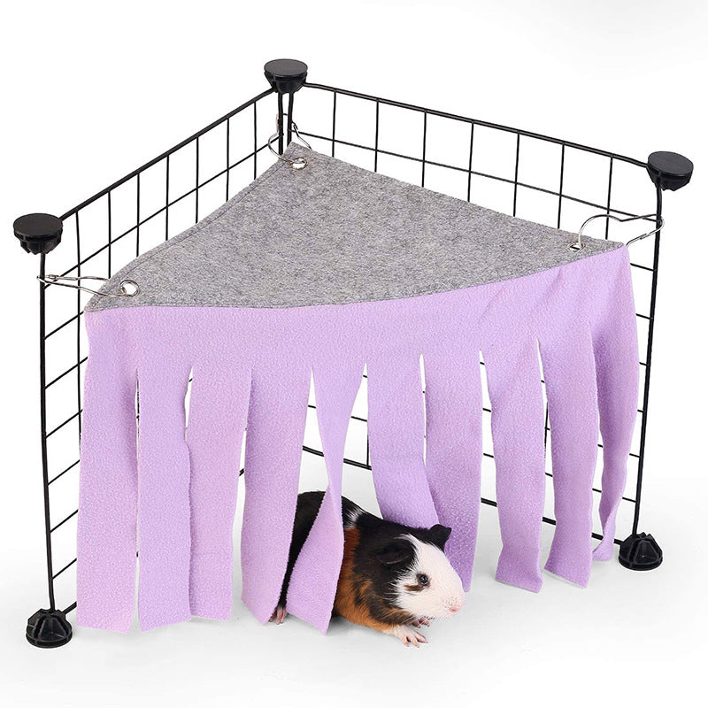 Corner Hideout for Small Animals Breathable Triangle Pet Tent & Fleece Forest Shelter Hanging Hammock Toy for Guinea Pigs, Hamsters, and Dwarf Rabbits