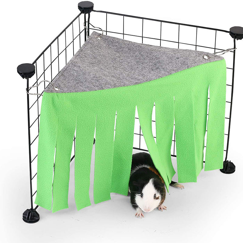 Corner Hideout for Small Animals Breathable Triangle Pet Tent & Fleece Forest Shelter Hanging Hammock Toy for Guinea Pigs, Hamsters, and Dwarf Rabbits