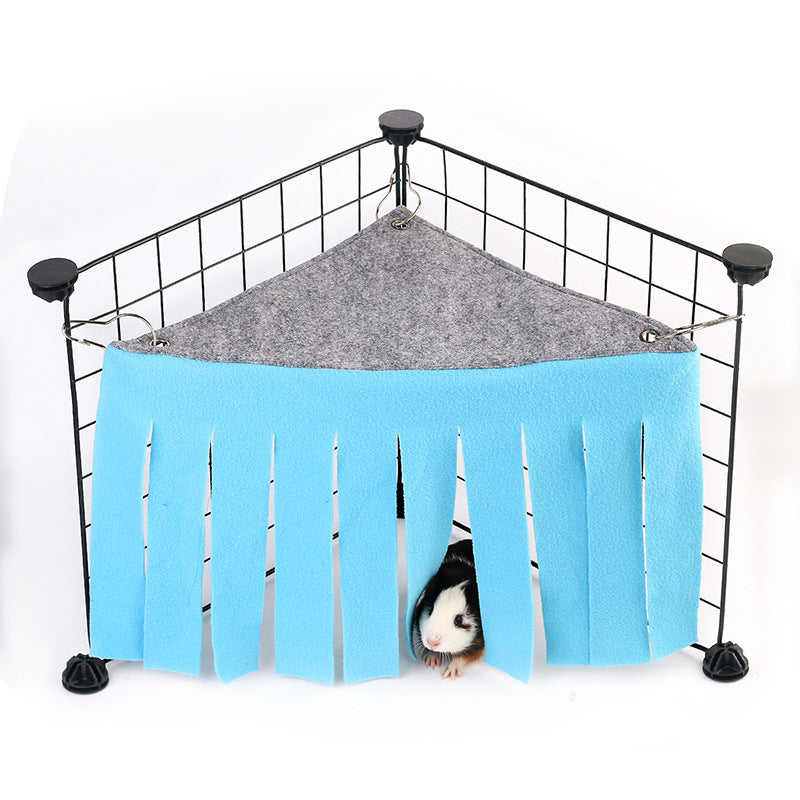 Corner Hideout for Small Animals Breathable Triangle Pet Tent & Fleece Forest Shelter Hanging Hammock Toy for Guinea Pigs, Hamsters, and Dwarf Rabbits