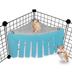 Corner Hideout for Small Animals Breathable Triangle Pet Tent & Fleece Forest Shelter Hanging Hammock Toy for Guinea Pigs, Hamsters, and Dwarf Rabbits
